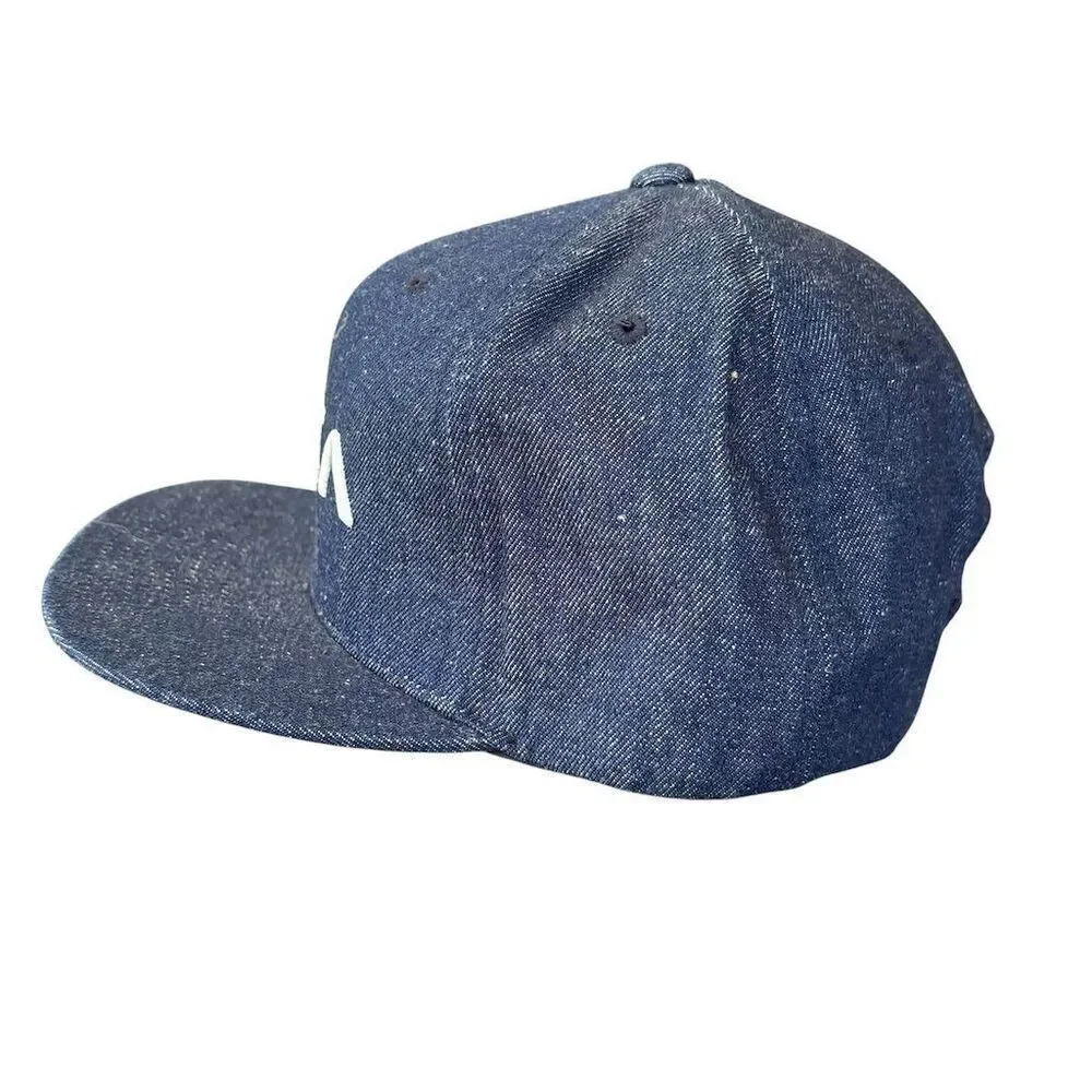 RVCA Men's Denim Blue Snapback Hat Adjustable Mid Fit‎ Casual Cap
